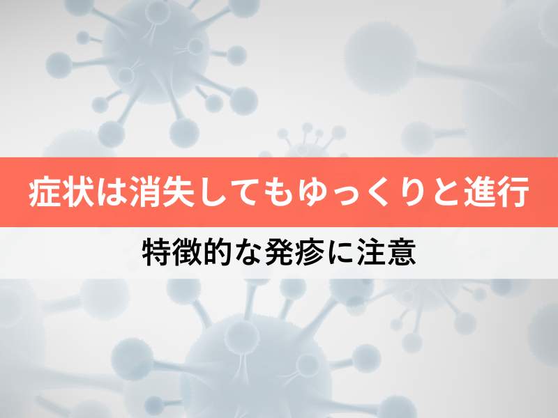 症状は消失してもゆっくりと進行 特徴的な発疹に注意